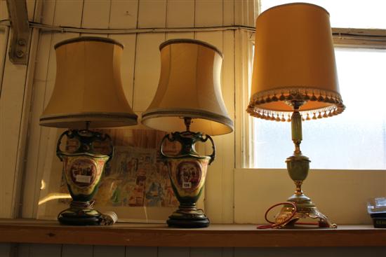 Pair ceramic table lamps & onyz lamp